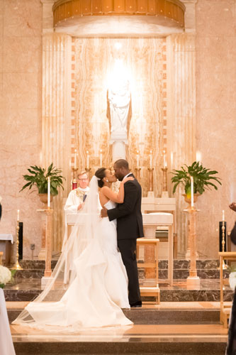 Bride & Groom at Our Lady of Pillar Wedding | Events Luxe Weddings