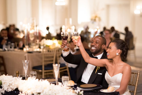 Bride & Groom toast at the Ritz Carlton St. Louis | Events Luxe Weddings