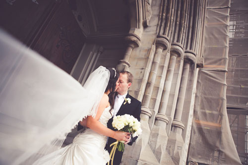 Bride & Groom at St Francis Xavier – SLU College Church | Events Luxe Weddings