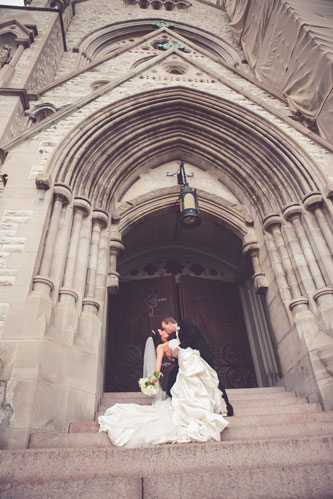 Bride & Groom at St Francis Xavier – SLU College Church | Events Luxe Weddings