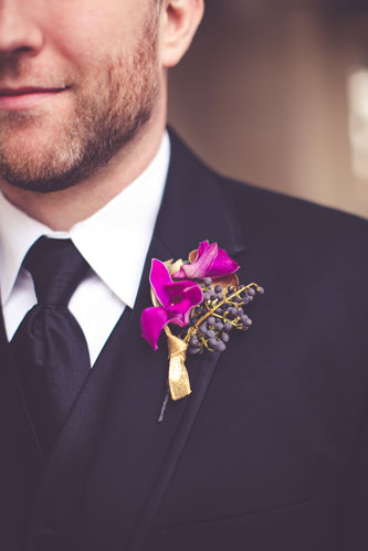 Magenta boutonniere | Events Luxe Weddings