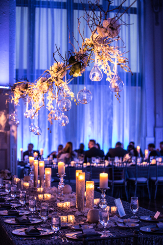 blue & silver table settings | Events Luxe Weddings