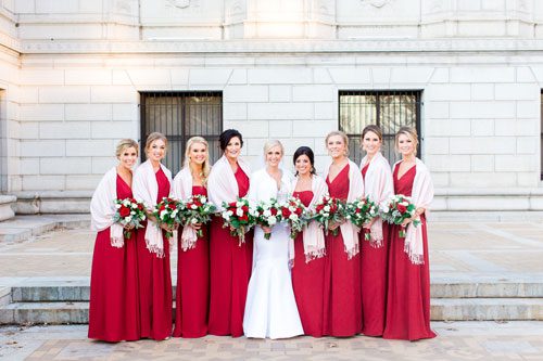 Red wedding bridal party | Events Luxe Wedding