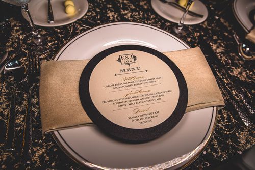 Old Hollywood Wedding Place Setting | Events Luxe Wedding